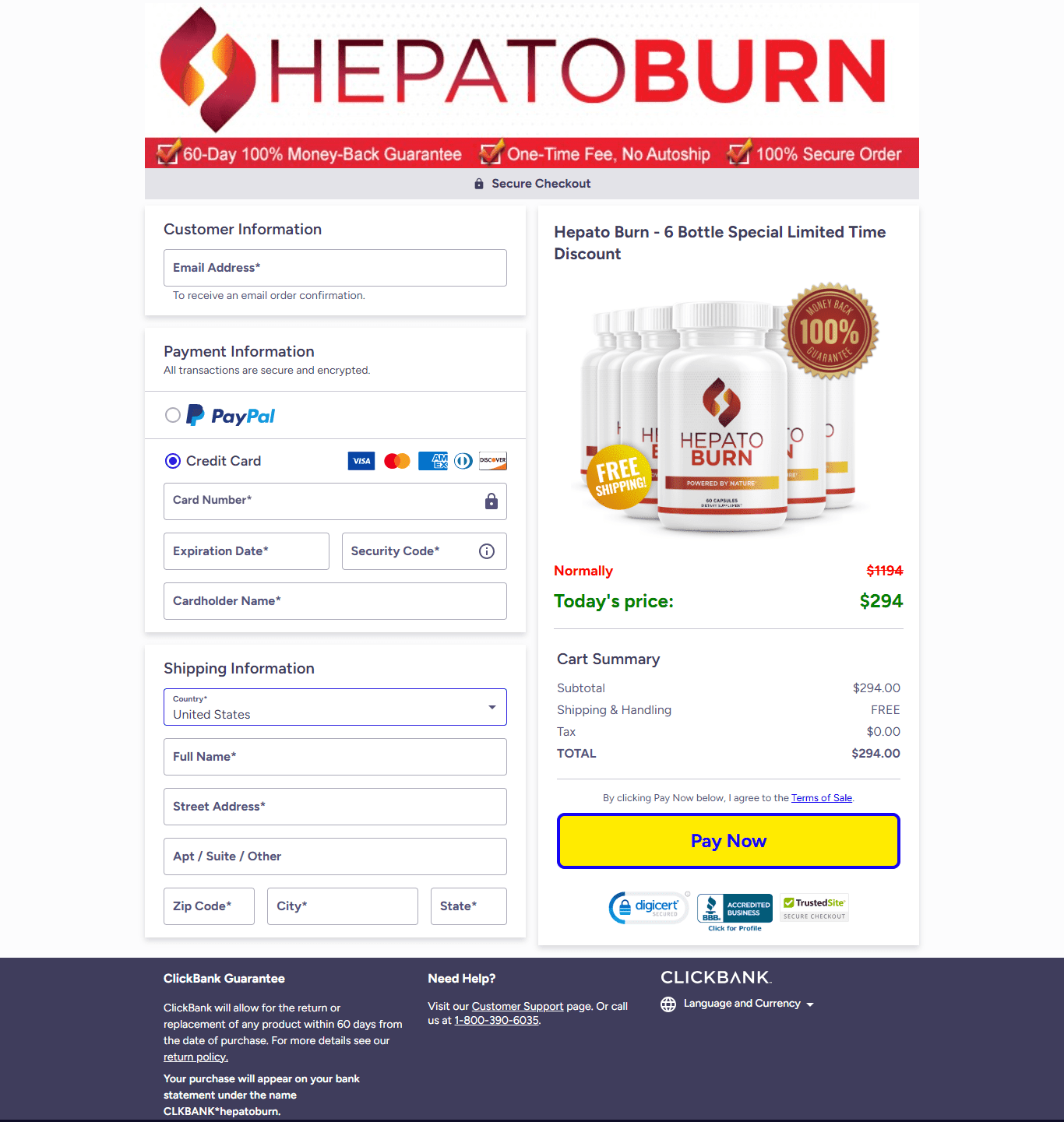 HepatoBurn Secured Order Page